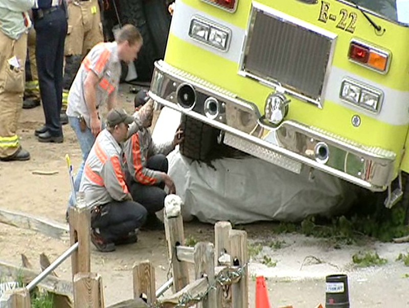 Illustration for article titled Fire Truck Rolls Down Hill, Flattens 1969 Firebird Race Car